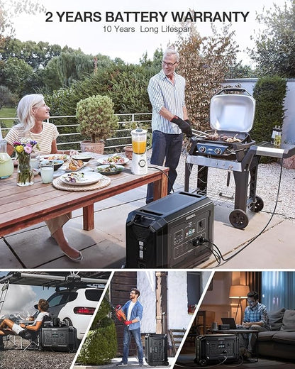 GRECELL Portable Power Station 4000W with Expansion Battery 5040Wh LiFePO4 Power Station 16 Outlets with 20ms UPS Backup for Home Blackout, Camping, RV, Emergency