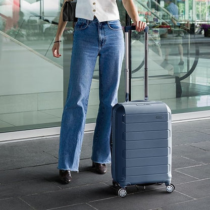 Traveler's Choice Pagosa Indestructible Hardshell Expandable Spinner Luggage, Slate Blue, 22-Inch Carry-on