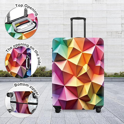 Abstract Geometric Luggage Cover, Gradient Polygons Waterproof Anti-Scratch Suitcase Protector, Modern Travel Case