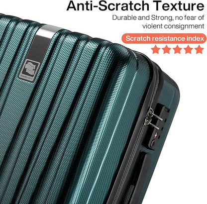 Hanke Luggage Sets 3 piece Carry On Luggage with Wheels PC Hard Shell Suitcases Lightweight Checked Travel Luggage Large Travel Suitcase Woman Men 20/24/29 Inch(Blackish Green)