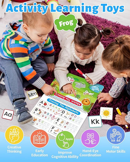 Benresive Montessori Busy Book for Toddlers 3-5, Preschool Learning Activities, Tracing Activity Coloring Books for Kids Ages 3-5, Educational Toys Gifts, Autism Sensory Travel Toys for Toddlers