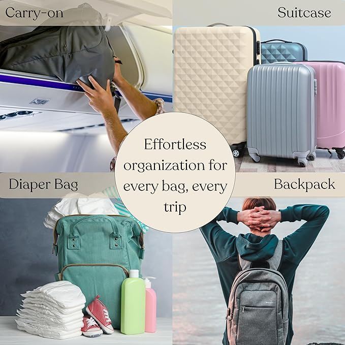 9 Set Packing Cubes - Suitcase Organizer, Cute Packing Cubes, Travel Bags Organizer for Luggage with Hanging Toiletry and Shoe Bag, Travel Essentials for Women, Men and Kids -Black