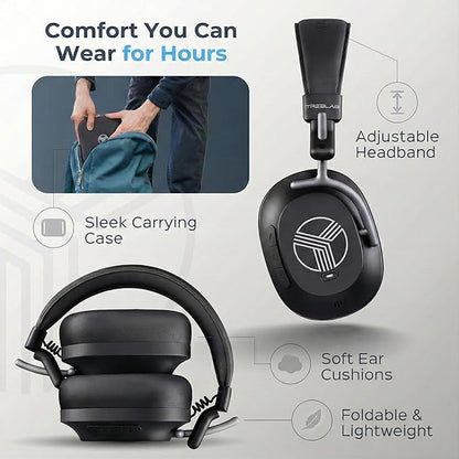 TREBLAB U5 - ANC Headphones for Travel & Focus, Hybrid Active Noise Cancelling, Up to 45H Playtime, Comfortable Over-Ear Design, Bluetooth Headphones for Work, Flights & Daily Use