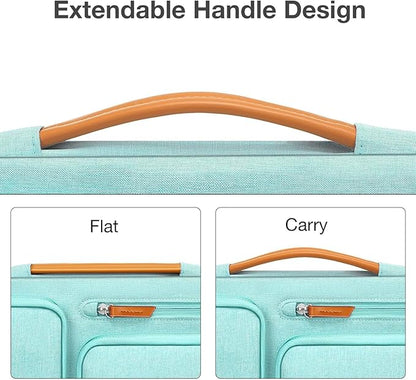 MOSISO 360 Protective Laptop Case 13.3 inch, 13-13.3 inch Laptop Sleeve Compatible with MacBook Air/Pro 13 / Pro 14,HP Dell Acer ASUS,Side Open Carrying Case with 4 Zipper Pockets&Handle, Aqua Green