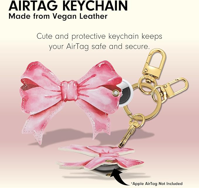 Sonix Keychain Case Compatible with Apple AirTag | Protective AirTag Cover Keychain | Pink Bow