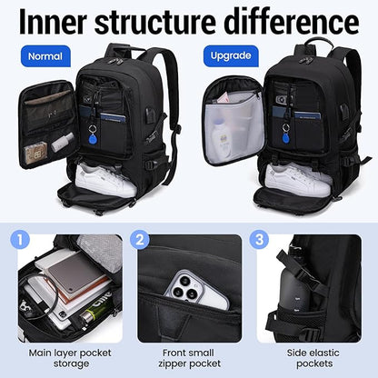 Men's Women's with Usb Port 80l Travel Backpack, Large Carry-On Backpacks，Expandable Oversized Laptop Bag Works