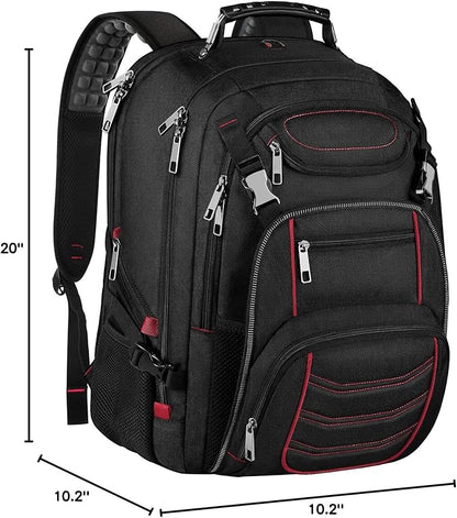 18.4 Laptop Backpack for Men, Extra Large Gaming Laptops Backpack with USB Charger Port, TSA Friendly Big Capacity Heavy Duty Travel Computer Bag RFID Anti-theft Pocket Backbag,21.2*15.5*11.5inch Red