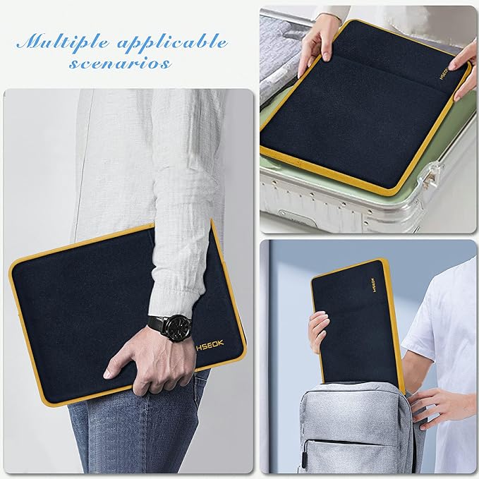 Slim Laptop Case 13.3 14 inch Sleeve, Rainproof & Shockproof Carrying Case for Notebooks Compatible with MacBook Pro 14" and All Models 13.3" MacBook Air/Pro, Most Popular 13"-14" PC,Black-Yellow