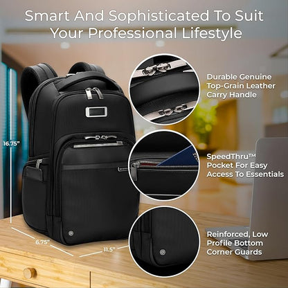 Briggs & Riley Medium Cargo Backpack for Women & Men - Laptop Backpack, For Work & Travel, Lightweight & Durable, Padded Straps, Fits up to 15" Laptop - @work Collection, Black