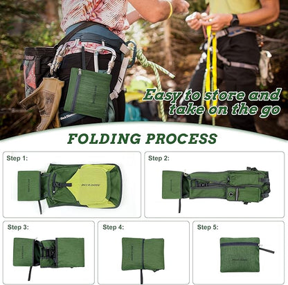 15L Small Hiking Backpack for Men Women Foldable Packable Back Pack Ultralight Hiking Daypack for Travel Camping Outdoor, Olive Green Yellow