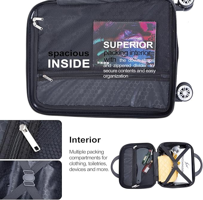 2 Piece Carry on Luggage Set, Airline Approved 20 Inch Luggage with Cosmetic Case Hard Shell Suitcase with Spinner Wheels, Dark Blue