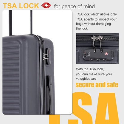 Travelhouse Luggage Sets, Expandable Hardside Suitcases 24in/28in, Carry on 20in,3 Piece Set Travel Luggages Clearance with Double Spinner Wheels TSA Lock Lightweight (Black-85)