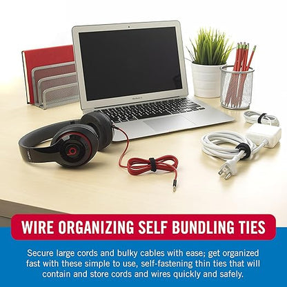 VELCRO Brand 150pk Cable Ties Value Pack, 8in | Stocking Stuffer Gifts for Tech Lovers | For Wire Management and Cord Organizer | Replace Zip Ties with Reusable Straps, Reduce Waste