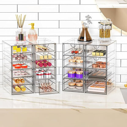 Arcylic Makeup Organzier with 11 Drawers, Clear Storage Drawers, Bathroom Makeup Organizer for Palettes, Cosmetic, and Beauty Supplies,Ideal for Vanity, Cabinet,Desk Organization