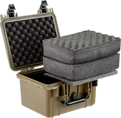 Eylar Small 10.62" Deep Gear, Equipment, Hard Camera Case Waterproof with Foam TSA Standards (Tan)