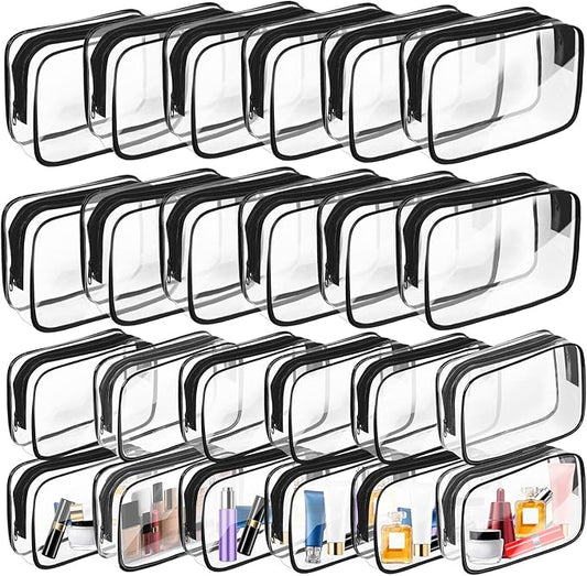 AURUZA Clear Makeup Bag,Portable Travel Toiletry Bags with Zipper, TSA Approved Clear Organizer Bags, PVC Cosmetic Pouch for Airport Airline Compliant