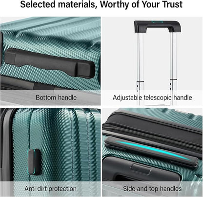 Hanke Expandable Hardshell Luggage Sets 3 Piece Extra Large Suitcases with Lock,28 Inch Luggage with Spinner Wheels, PC Travel Suitcase for Women Men 20 24 29Inch,Blackish Green