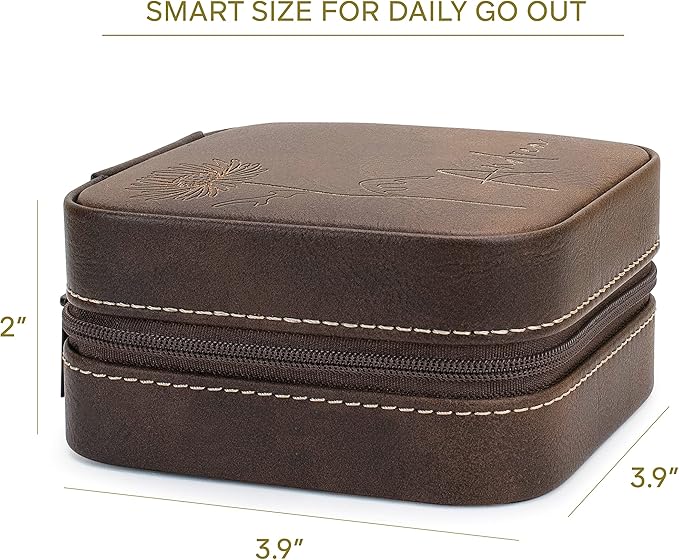 Custom Leather Jewelry Box w/Name & Birth Flower Month - Birthday Gifts for Women, Personalized Jewelry Travel Case - Customized Jewelry Organizer Box, Mom Birthday Gifts - Gray