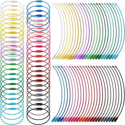 Sasylvia Wire Keychain Cable Stainless Steel Cable Key Ring Colored Keychain Loop Screw Lock Hanging Luggage ID Tag Key Doll