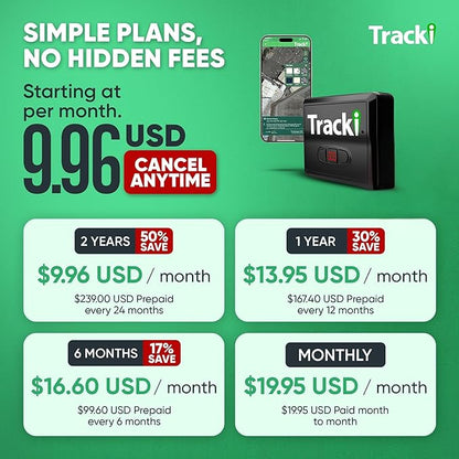 Tracki GPS Tracker for Vehicles – Real-Time 4G LTE Assets & Car Tracking Device with App, Magnetic Mount, Compact Design, Worldwide Coverage – iOS & Android (Subscription Required)