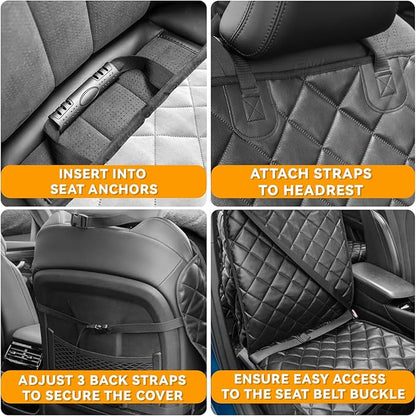 Car Front Seat Cover for Dogs, Waterproof PU Leather Car Seat Protector for Pets & Kids,Nonslip Scratchproof Front Passenger seat Covers Fits for Most Cars, Trucks, SUVs