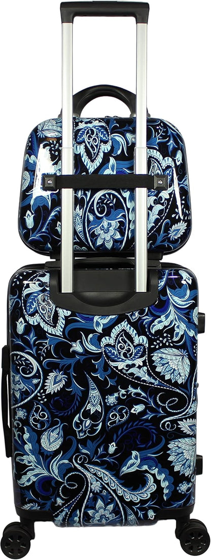 World Traveler VentureX Airline Approved 2-Piece Carry-On Luggage Set – Lightweight Hardside Polycarbonate Suitcase with Spinner Wheels - Paisley