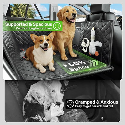 Zanch Heavy-Duty Dog Truck Seat Cover, Flat Solid Back Seat Extender for Multi Large Dogs, Hard-Base Supports 450 lb, Waterproof Hammock Protector, XL for Full-Size Crew Cab Trucks & SUVs, Orange