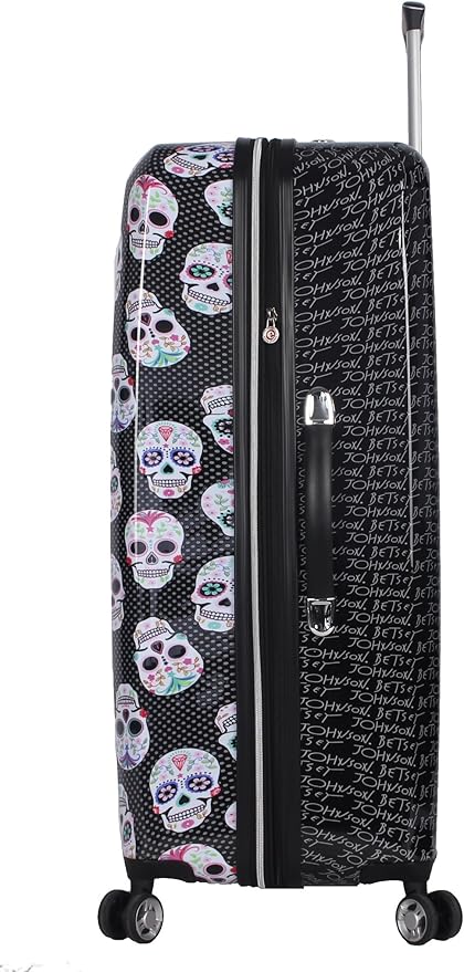 Betsey Johnson 30 Inch Checked Luggage Collection - Expandable Scratch Resistant (ABS + PC) Hardside Suitcase - Designer Lightweight Bag with 8-Rolling Spinner Wheels