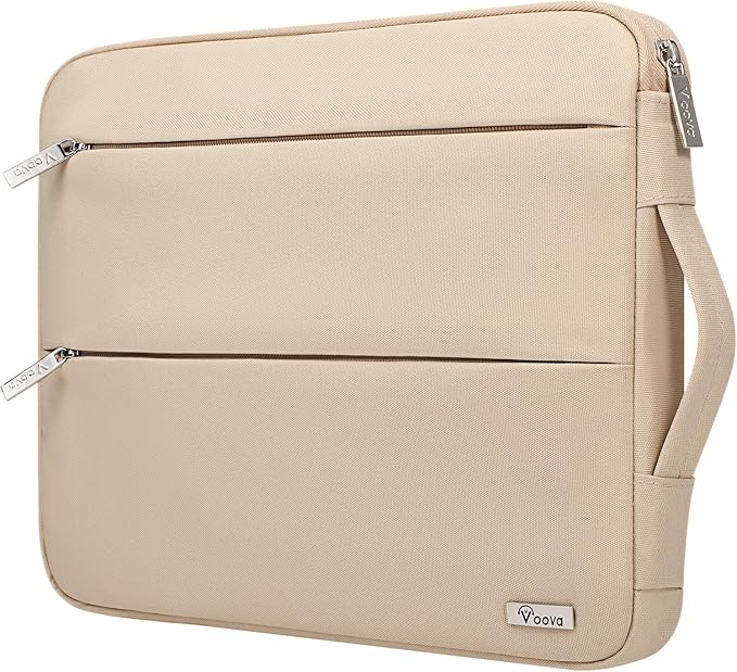 Voova 13 13.6 Inch Laptop Sleeve Case Compatible with MacBook Air 13 M1/M2/M3/M4 2020-2025, MacBook Pro 13/14, IPad Air/Pro 13, Waterproof Slim Computer Bag Cover with Handle, Apricot