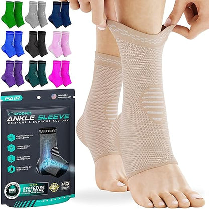 Modvel Foot & Ankle Brace Socks for Sprained Ankle Compression Sleeve - Plantar Fasciitis Relief Brace, Foot Support for pain Women & Men - Tendonitis & Arthritis Feet Sleeve, Stabilizing Ankles Wrap