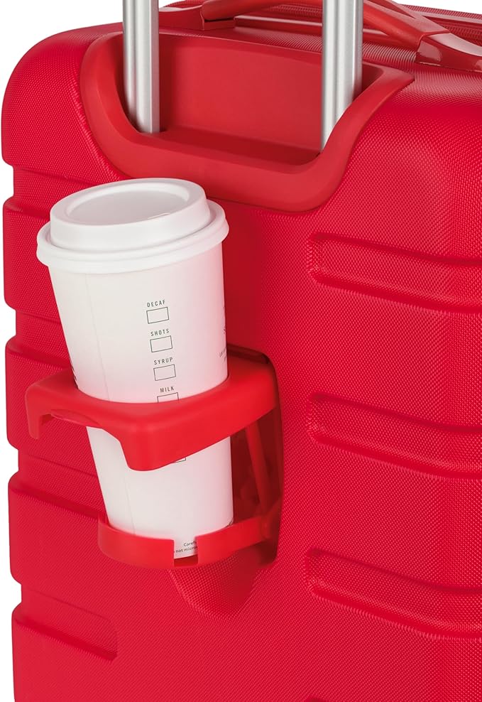 SwissGear 7366 Signature Hardside Expandable Luggage with Spinner Wheels, TSA Lock, Cup-Holder, Red, Carry-On 19-Inch
