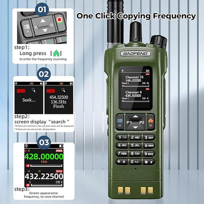 BAOFENG DM32 DM-32UV DMR Radio | Walkie Talkies Long Range | Digital Two-Way Radio | 10W High Power with GPS Positioning | Programming & Type-C Charging | 1PC (2500mAh Battery) (Army Green 1)