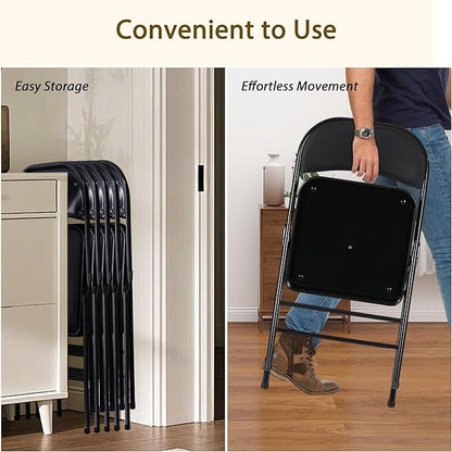 Black Folding Chairs 50 Pack with Padded Cushion and Back, Foldable Outdoor Chairs with 330-LBS Capacity, Portable Heavy Duty Metal Frame Commercial Seat for Party Kitchen Dinning Events Wedding