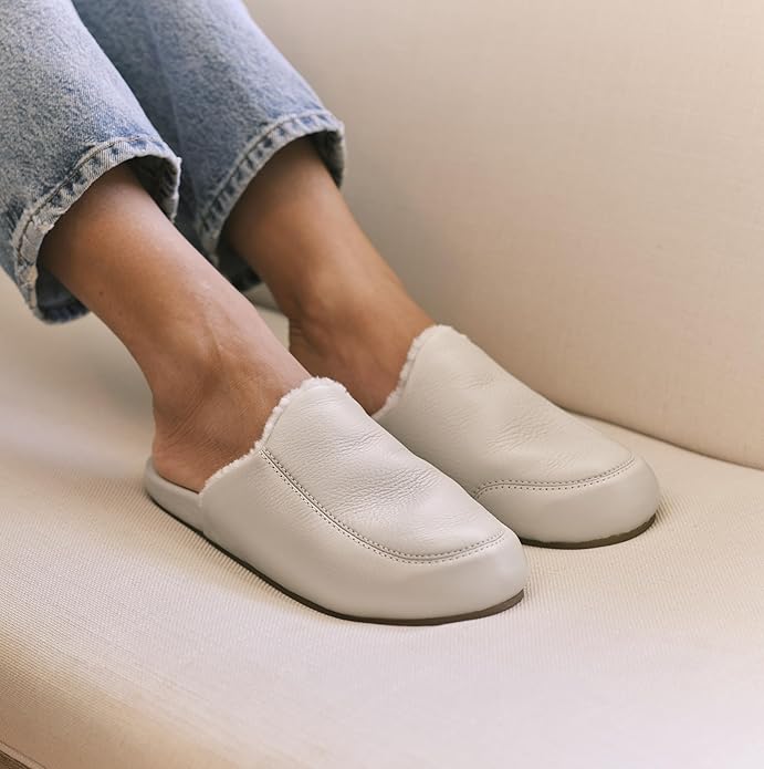OLUKAI Konea Women’s Shearling Leather Slipper, Comfortable & Soft Mule, Versatile House Shoe for Lounge Wear & Everyday