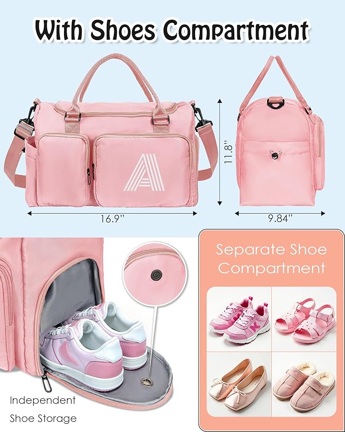 Teen Girl Gifts Trendy Stuff, Personalized Gifts, Initial Travel Duffle Bag, Personalized Weekender Bag,Monogram Overnight Bag, Trendy Stuff Gifts for Girls Friend Birthday Gift