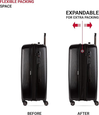 SwissGear 7272 Energie Expandable Hardside Trunk Luggage with Spinner Wheels and TSA Lock, Black, 2-Piece Trunk Set (19/29)
