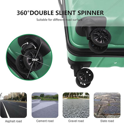 3-Piece Luggage Sets (20", 24", 28"), Suitcase with Wheels, Hardside Suitcase With Four Spinner Wheels and Scratch-Resistant Surface (PP hardshell, Green)