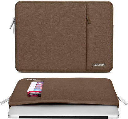 MOSISO Laptop Case 13.3 inch, 13-13.3 inch Laptop Sleeve Compatible with MacBook Air/Pro 13/Pro 14 M5 M4 M3 M2 M1, HP Dell ASUS Lenovo,Polyester Vertical Computer Sleeve Bag with Pocket, Light Brown