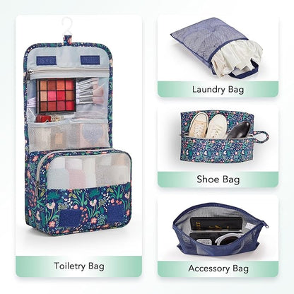 8 Set Compression Packing Cubes for Travel Essentials,Compressible Expandable Packing Cubes for Suitcase,OlarHike Luggage Organizer Bags for Travel(Dark Blue Floral)