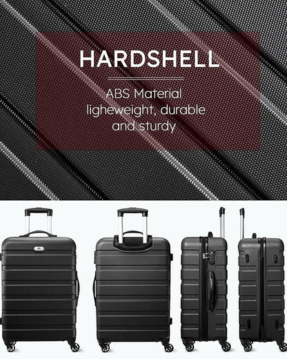 Suitour Luggage Sets 3 piece, Hardside Lightweight Suitcase sets with Spinner Wheels,TSA Lock,20/24/28 inches Travel Luggage Black