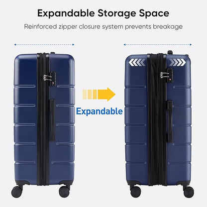 OLIXIS 20 Inch Carry-On Luggage, Hardside Suitcase with Spinner Wheels, Lightweight ABS Hard Shell Travel Luggage, TSA Approved Lock, Expandable Small Suitcase for Business & Travel–Blue