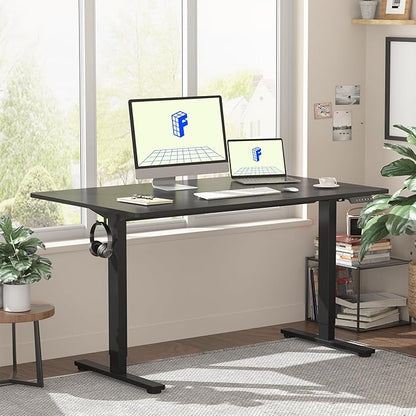 FLEXISPOT EN1 One-Piece Standing Desk, 48"x24" Seamless Desktop Electric Height Adjustable for Home Office, Study Rooms & Multi-Device Workstations, Black