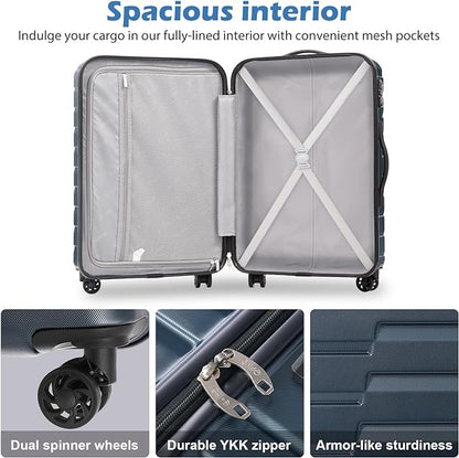 Coolife Luggage Suitcase Carry on Hardside PC+ABS Spinner TSA Lock Telescopic Handle