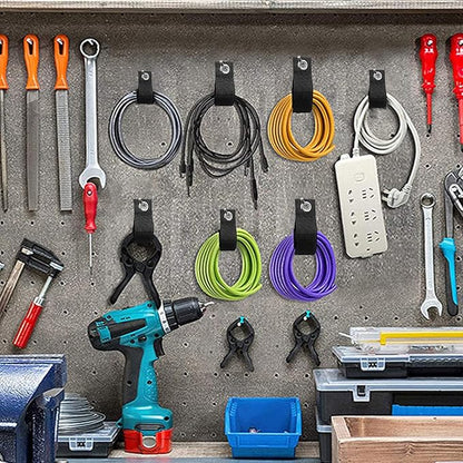 Zkptops 10Pcs Extension Cord Holder Organizer Heavy Duty Storage Straps Hook and Loop Cable Straps Hanger Garage Storage Accessories Wrap Rope Organizer for Hanging Cables Hoses Ropes and Tools
