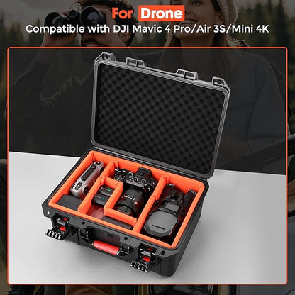 Camera Hard Cases DSLR SLR Lenses Waterproof Travel Weatherproof Protection Dividers For DJI Mavic/Air/Mini Drones for Sony FE 400-800mm f/6.3-8 G OSS For Gopro (Only Case) 16.2x12.8x7inch