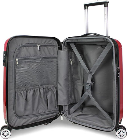 World Traveler Contour 20-Inch Carry-On Polycarbonate Hardside Expandable Spinner Luggage with TSA Lock - Red