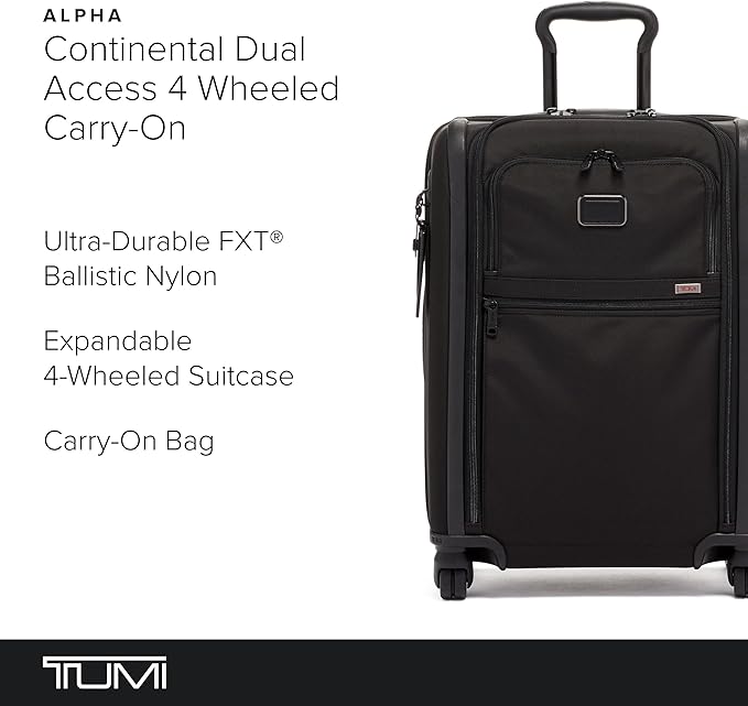 TUMI Men's Alpha Continental Dual Access 4 Wheel Carry On Suitcase