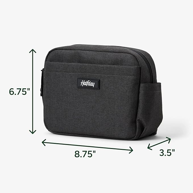 Halfday Sidecar Toiletry Bag | Travel Organizer for Men & Women with Waterproof Pouch, Mesh Pockets, Toothbrush Holder, Hanging Loop (Lightweight, Durable, Water-Resistant), Shadow