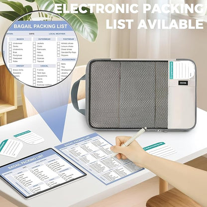BAGAIL 4 Set/6 Set/8 Set Compression Packing Cubes Travel Accessories Expandable Packing Organizers (Half Mesh, 8-Beige)
