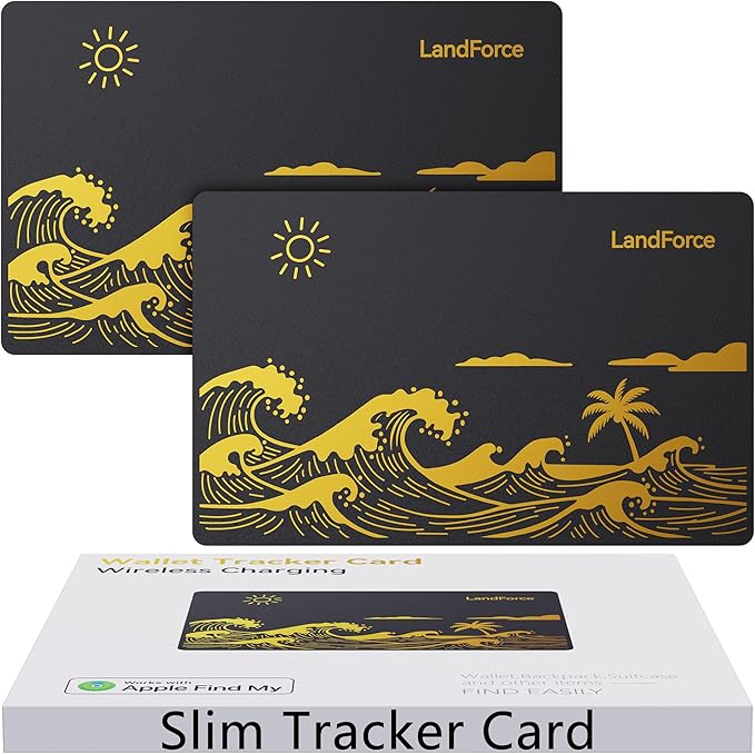 2Pack for Air Tag Wallet Tracker Card 0.07in IP68 Waterproof Bluetooth Tracker Smart Finder, Passport, Work with Apple Find My, Wireless Charging, Card Locator[Apple MFi Certified] iOS Only